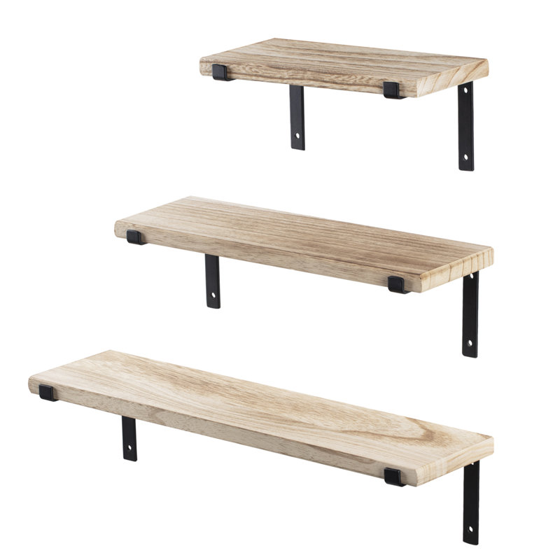 Gracie Oaks Abegayle 3 Piece Square Solid Wood Floating Shelf Wayfair